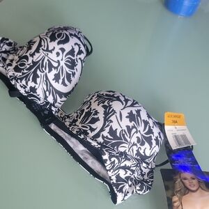 Lily of France Black and White Patterned Bra